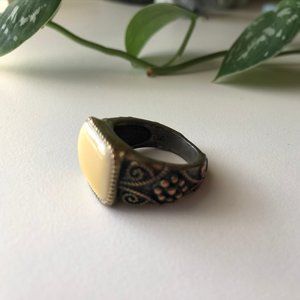 Brass with Yellow Gemstone Ring - Size 7.25